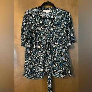 Loft belted wrap floral blouse